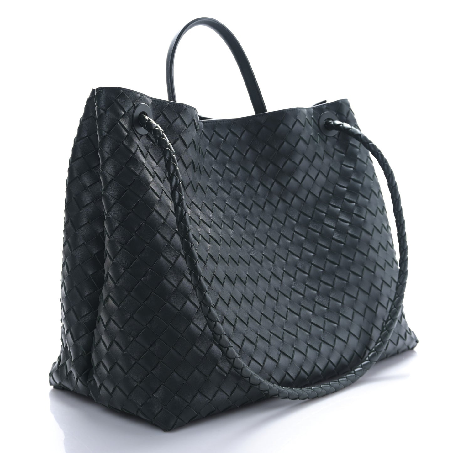 Nappa Intrecciato Large Andiamo Shoulder Bag Emerald Green