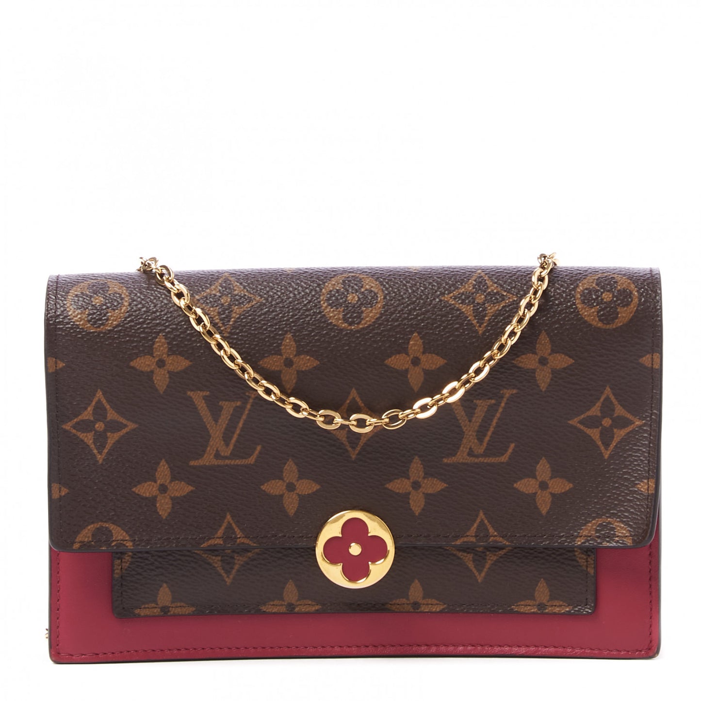 Monogram Flore Chain Wallet Fuchsia
