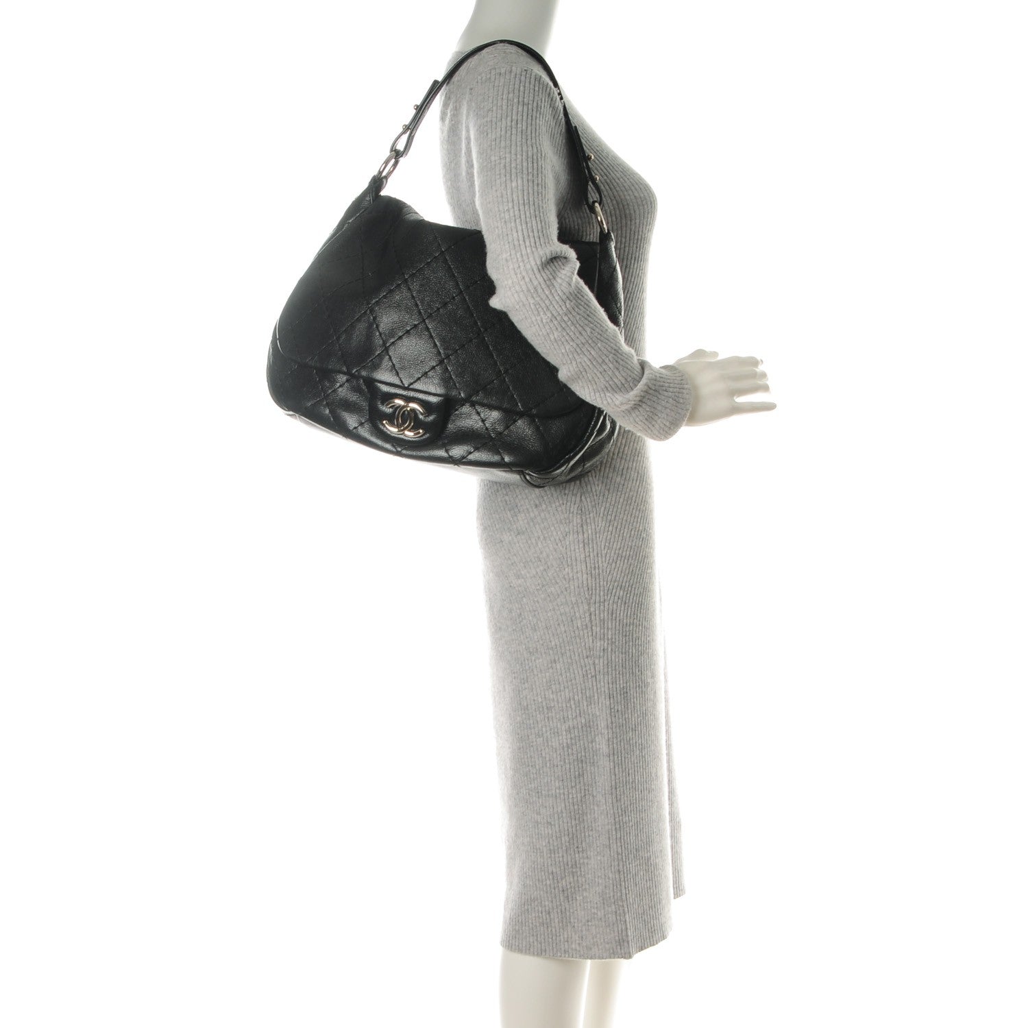 Chanel Glazed Calfskin XL On The Road Flap Black 2 of 8