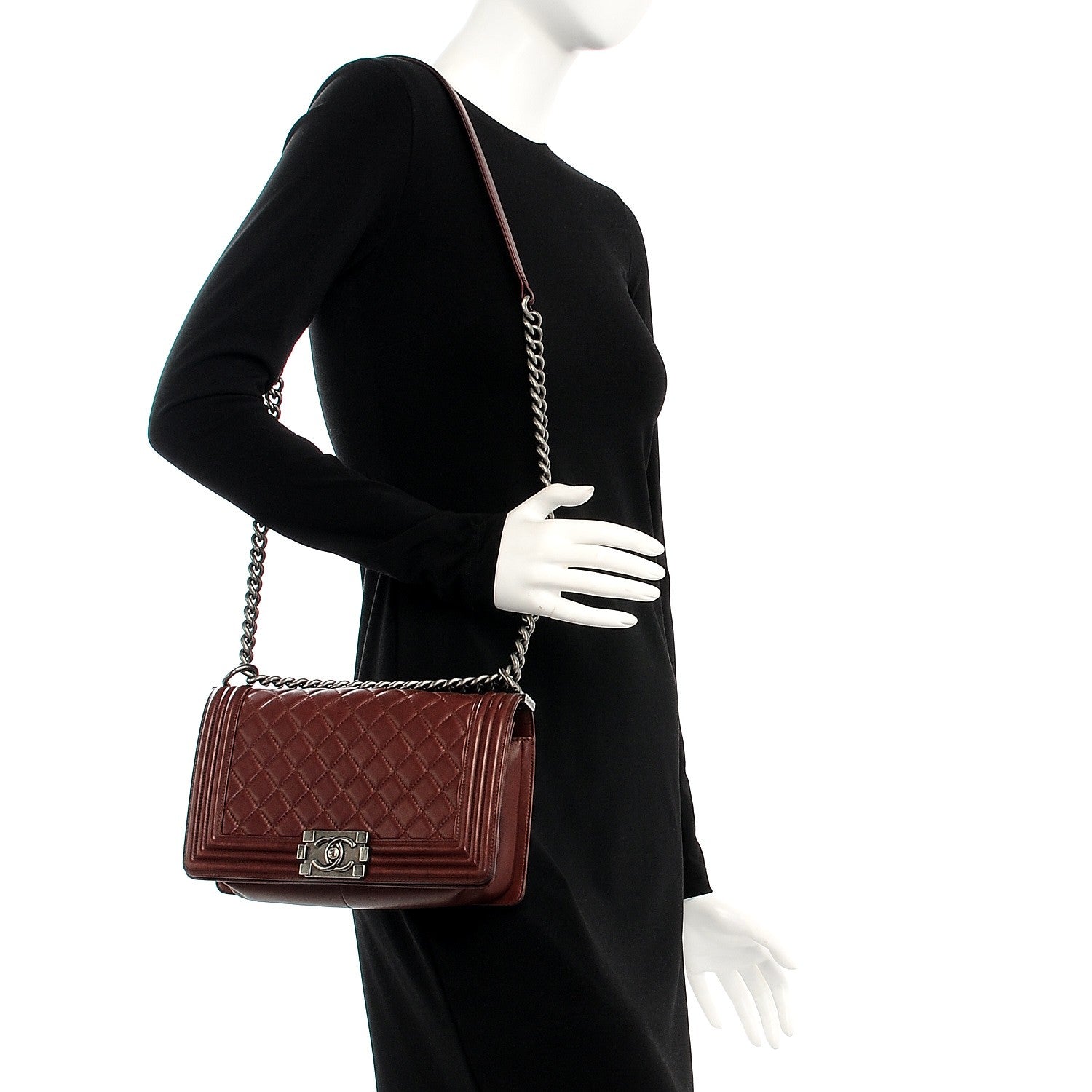 Chanel Calfskin Quilted Medium Boy Flap Burgundy 2 of 14