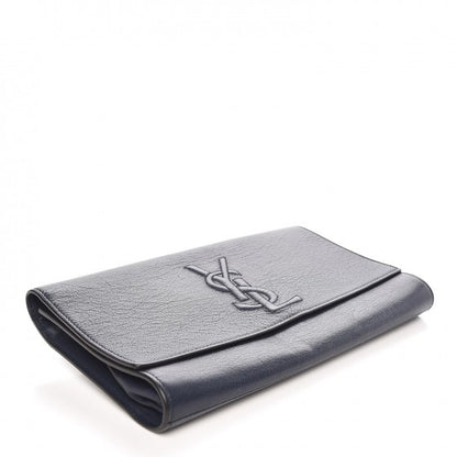 Saint Laurent Goatskin Large Belle De Jour Clutch Navy 4 of 6