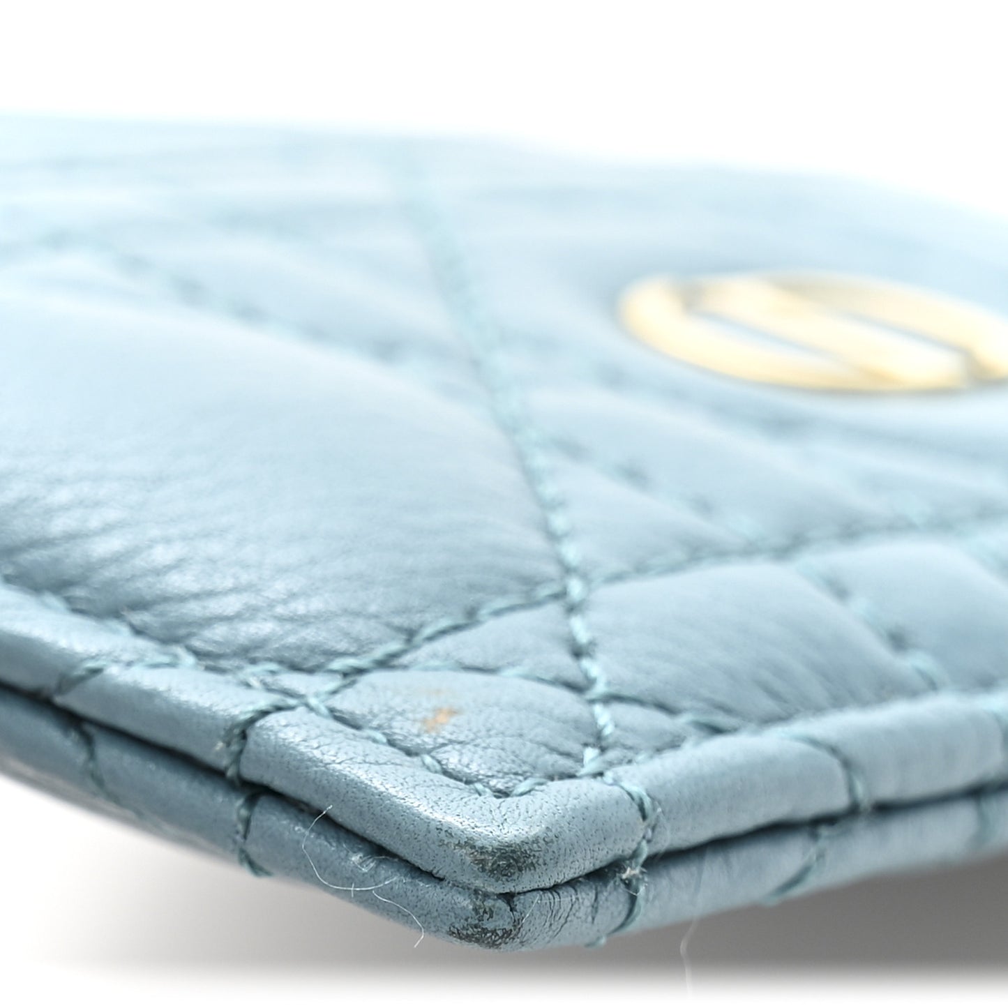 Supple Calfskin Cannage Caro Five-Slot Card Holder Blue