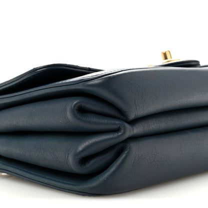 Chanel Glazed Calfskin Quilted Small Straight Lined Flap Blue 9 of 14