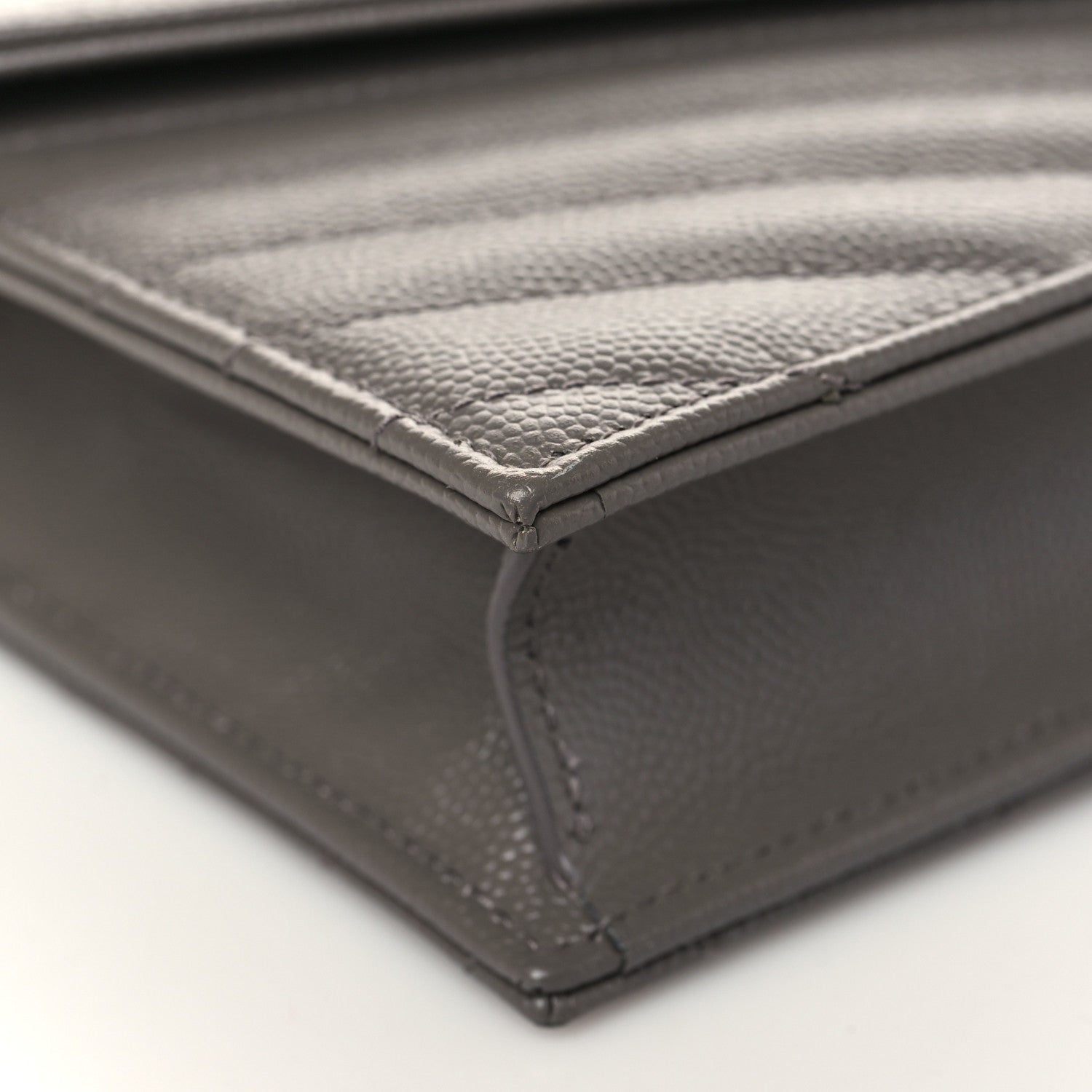 Saint Laurent Grain De Poudre Matelasse Chevron Monogram Envelope Chain Wallet Earth 7 of 8