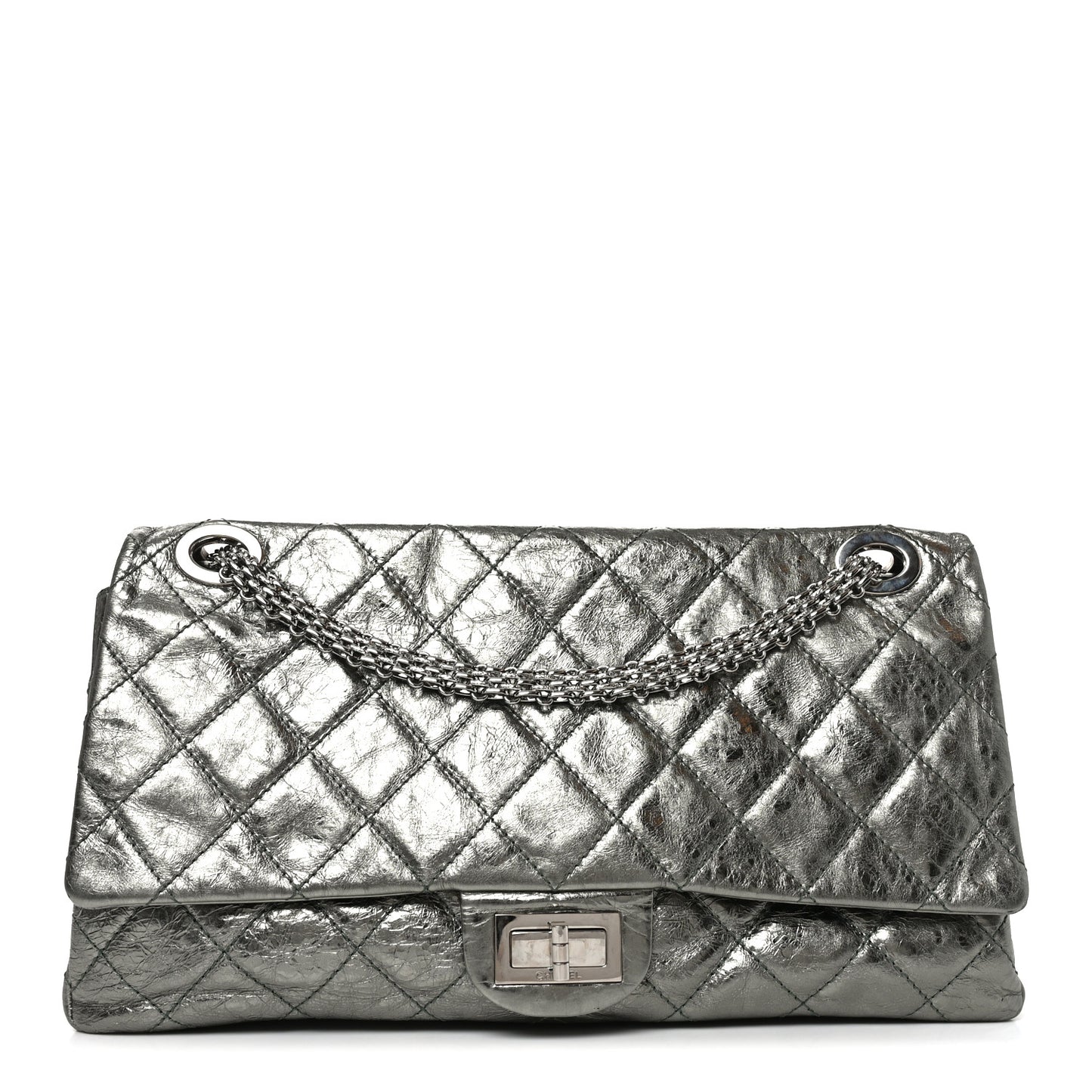 Metallic Aged Calfskin Quilted 2.55 Reissue 227 Flap Vert Fonce