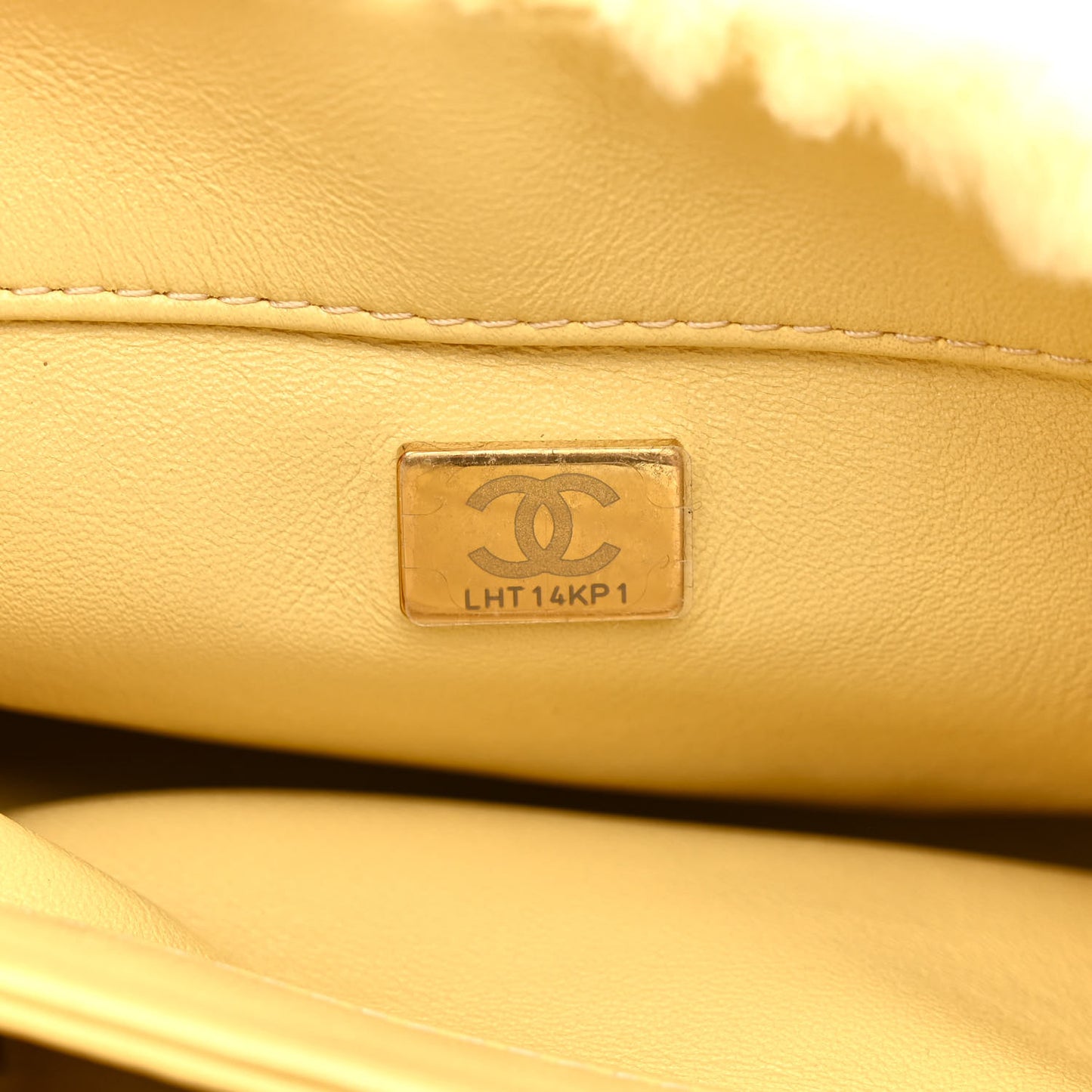 Shearling Lambskin Quilted Small Chain Top Handle Flap Yellow