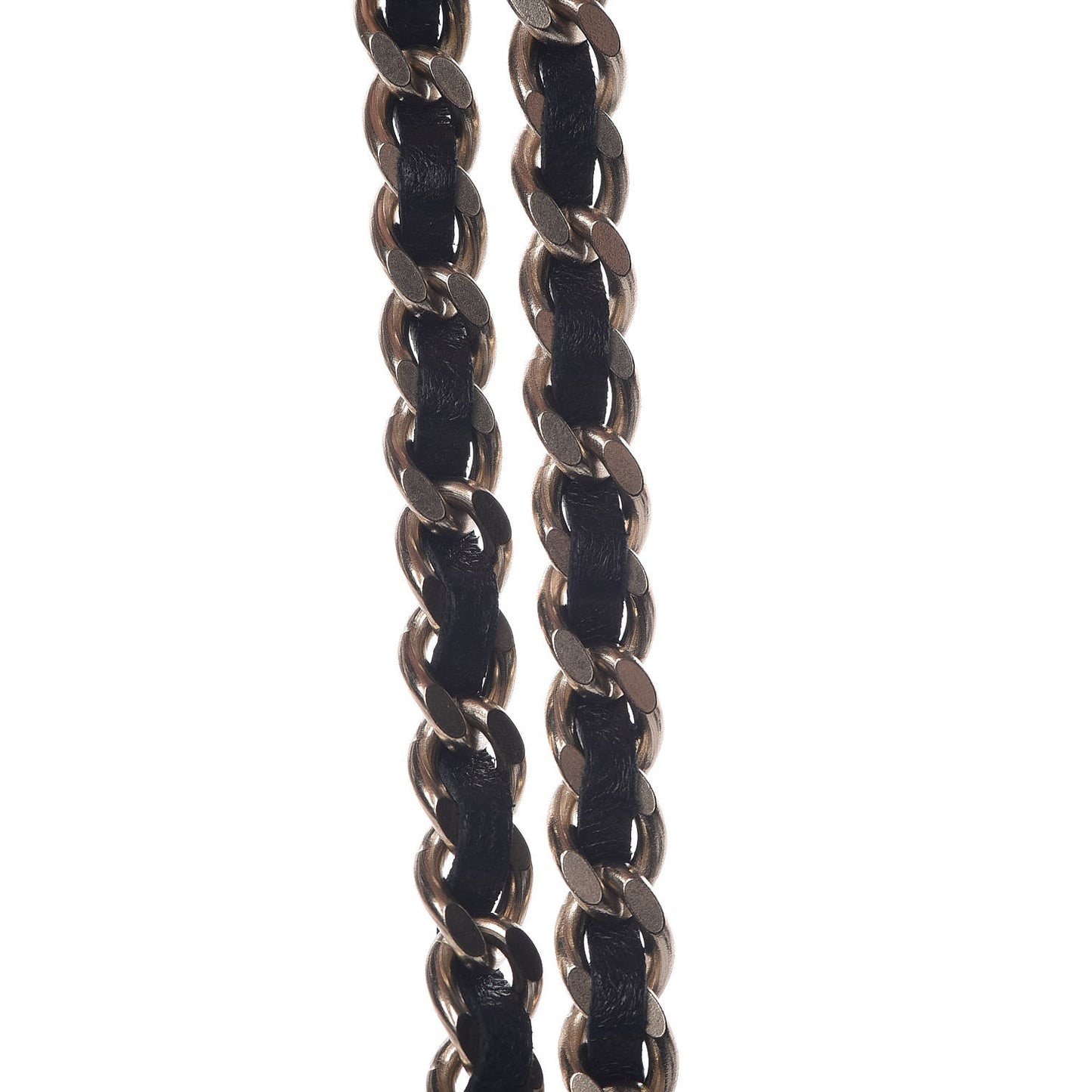 Lambskin CC Long Chain Necklace Black Gold
