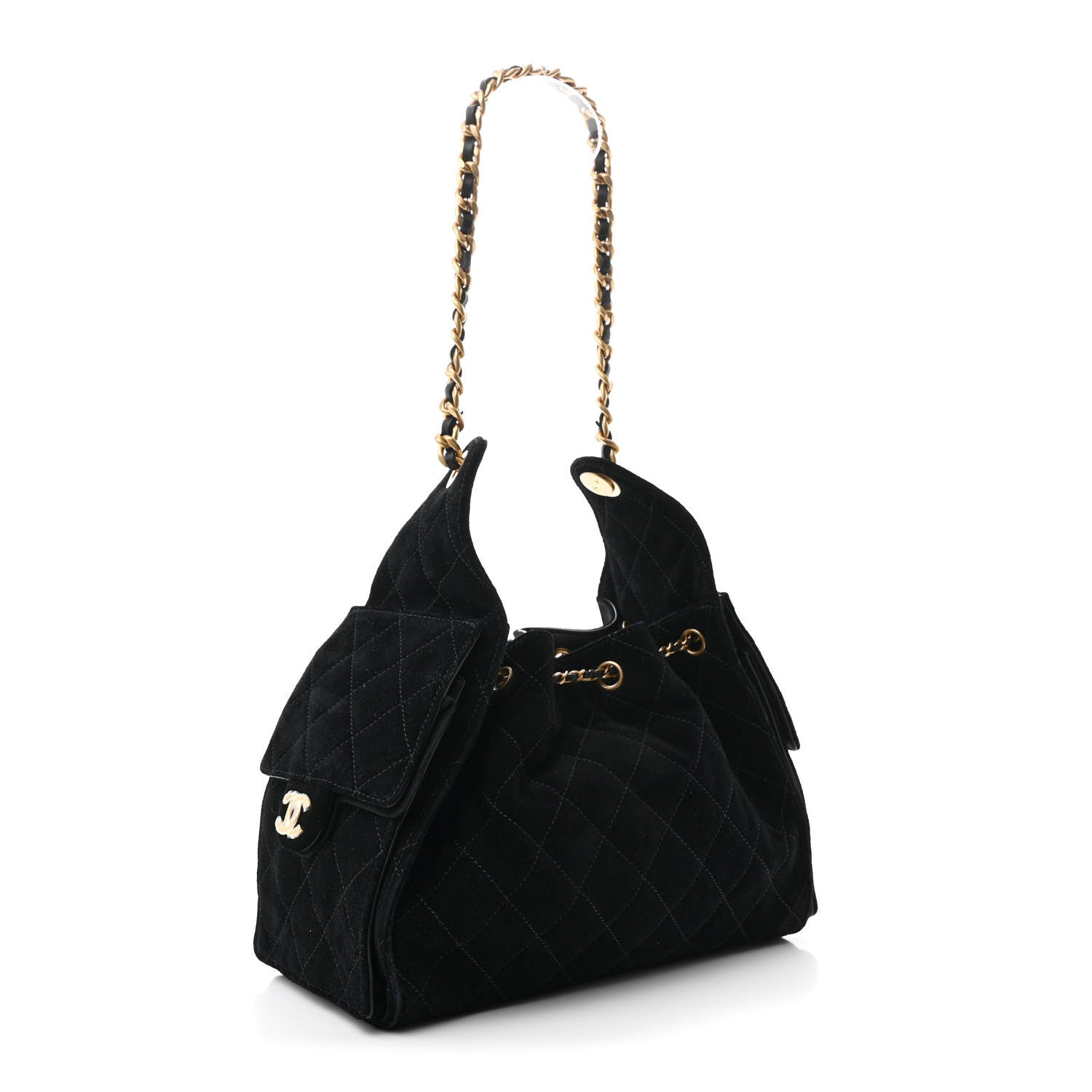 Chanel Suede Quilted Small Chanel 25 Handbag Black 3 of 12