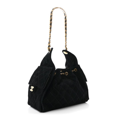 Chanel Suede Quilted Small Chanel 25 Handbag Black 3 of 12