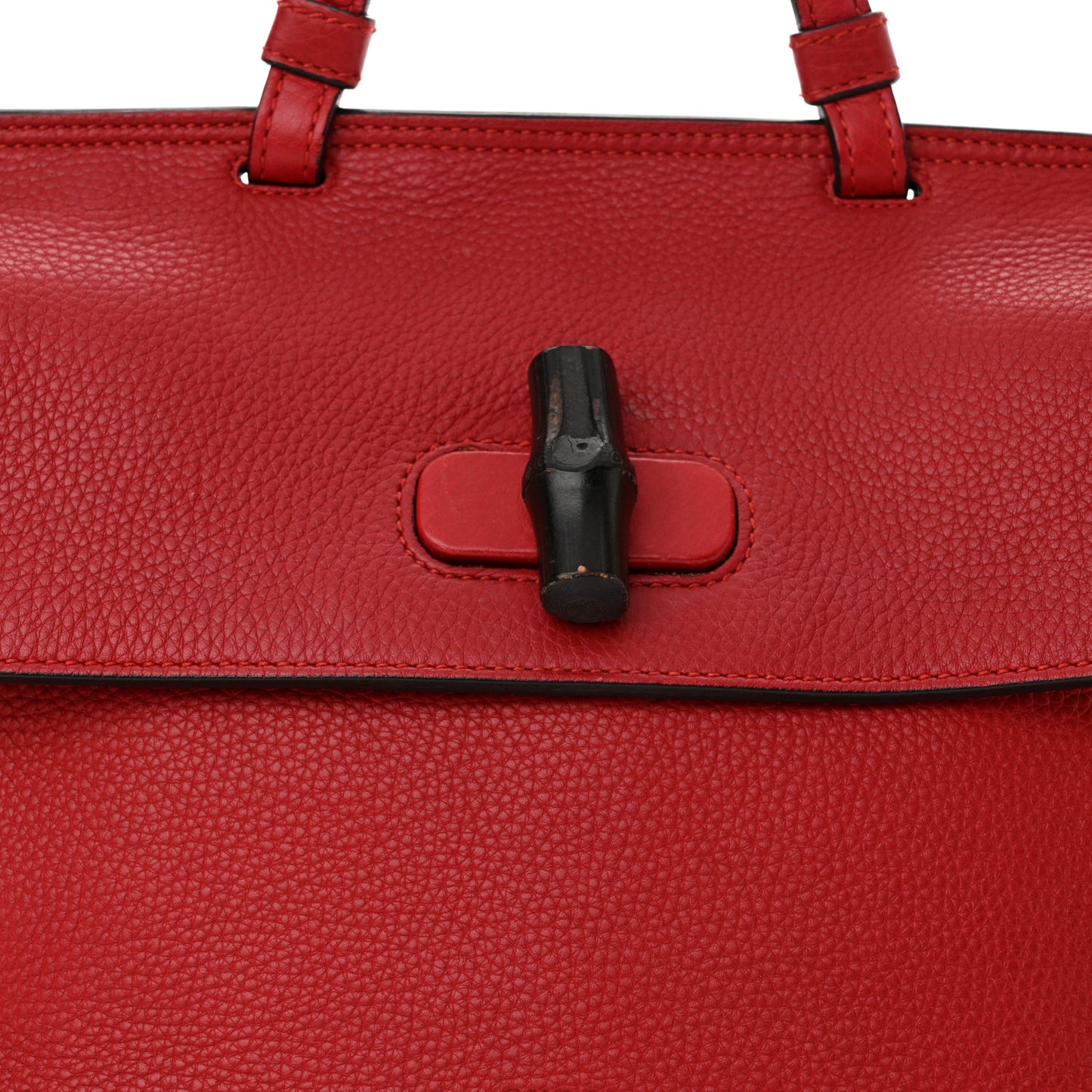 Cellarius Calfskin Small Bamboo Daily Top Handle Bag Hibiscus Red