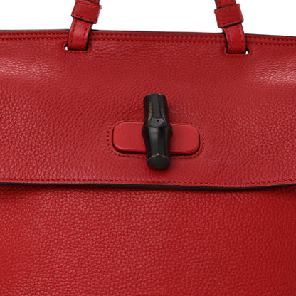Gucci Cellarius Calfskin Small Bamboo Daily Top Handle Bag Hibiscus Red 7 of 12