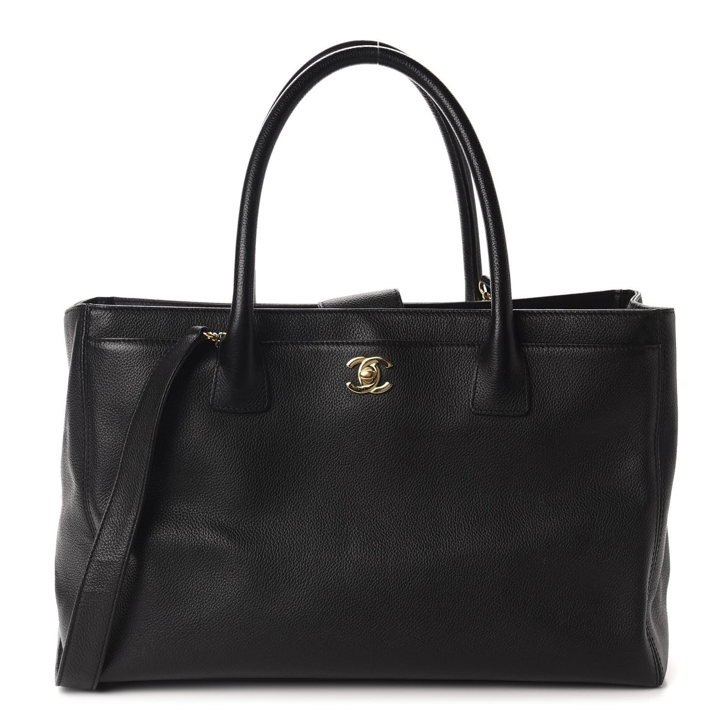 Calfskin Cerf Executive Shopper Tote Black