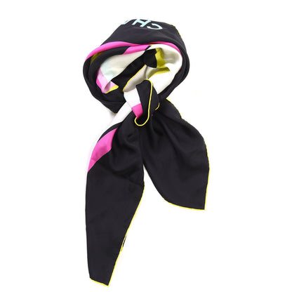 Chanel Silk CC Square Scarf Black Pink Yellow 1 of 6