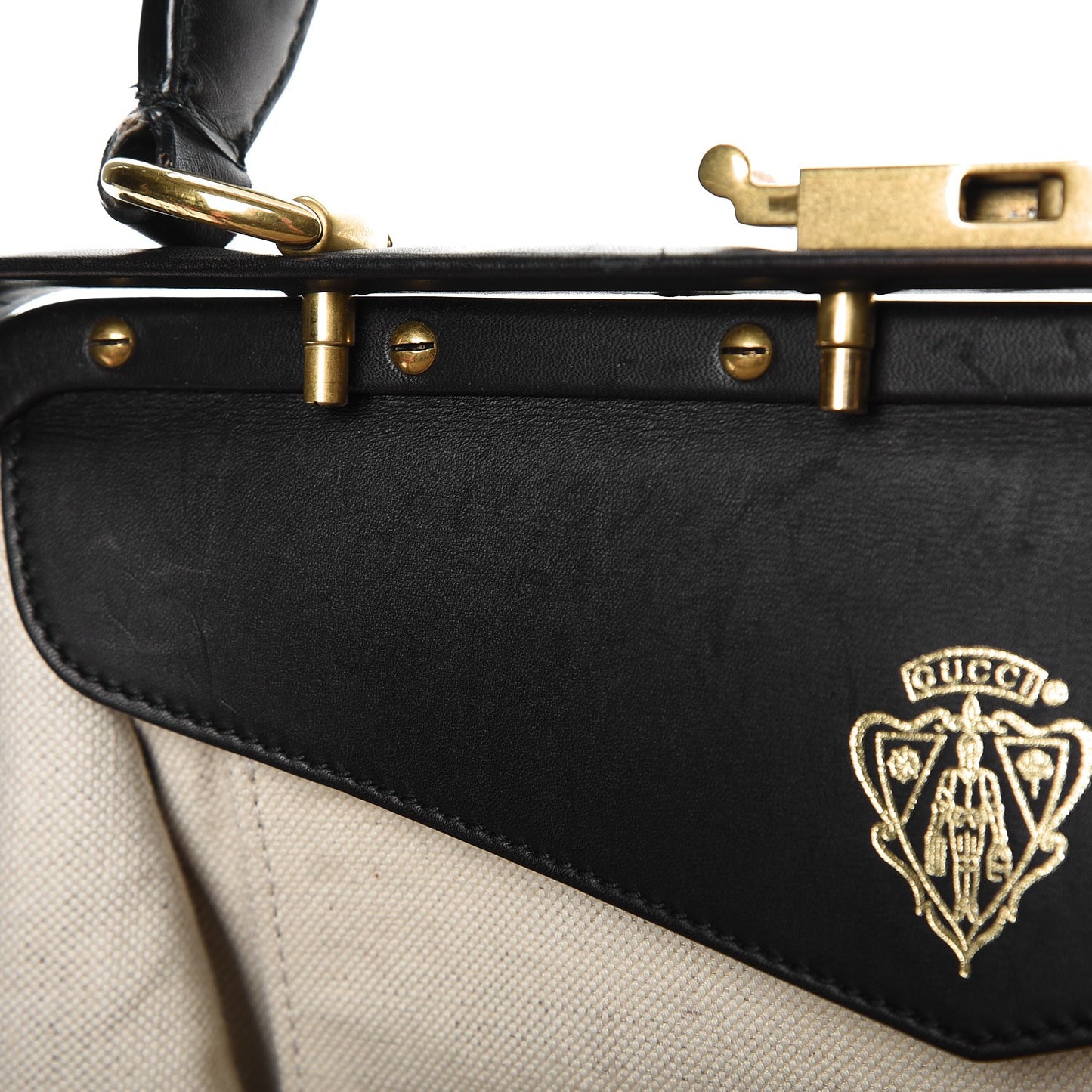 Nubuck Brocade Medium Lady Stirrup Top Handle Black
