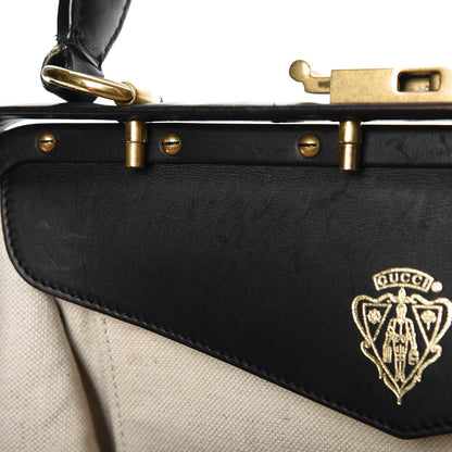 Gucci Nubuck Brocade Medium Lady Stirrup Top Handle Black 14 of 17