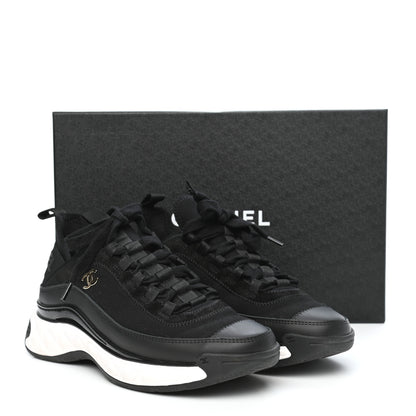 Chanel Velvet Calfskin Mixed Fibers CC Sneakers 37 Black 8 of 8
