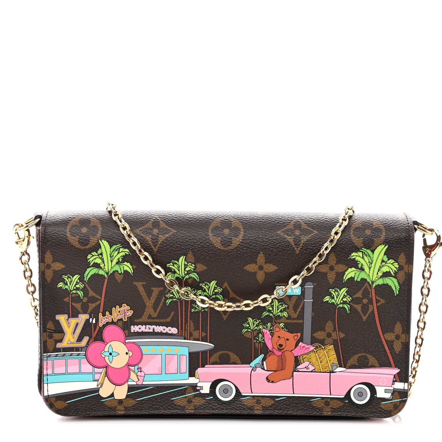 Louis Vuitton Monogram 2021 Christmas Animation Hollywood Pochette Felicie Chain Wallet Fuchsia 3 of 10