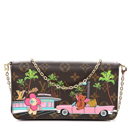 Louis Vuitton Monogram 2021 Christmas Animation Hollywood Pochette Felicie Chain Wallet Fuchsia 3 of 10