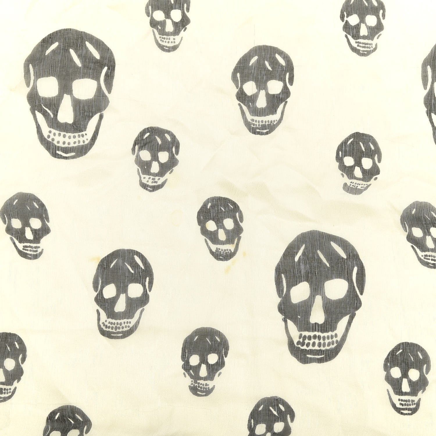 Alexander McQueen Silk Chiffon Skull Scarf Ivory Black 4 of 5