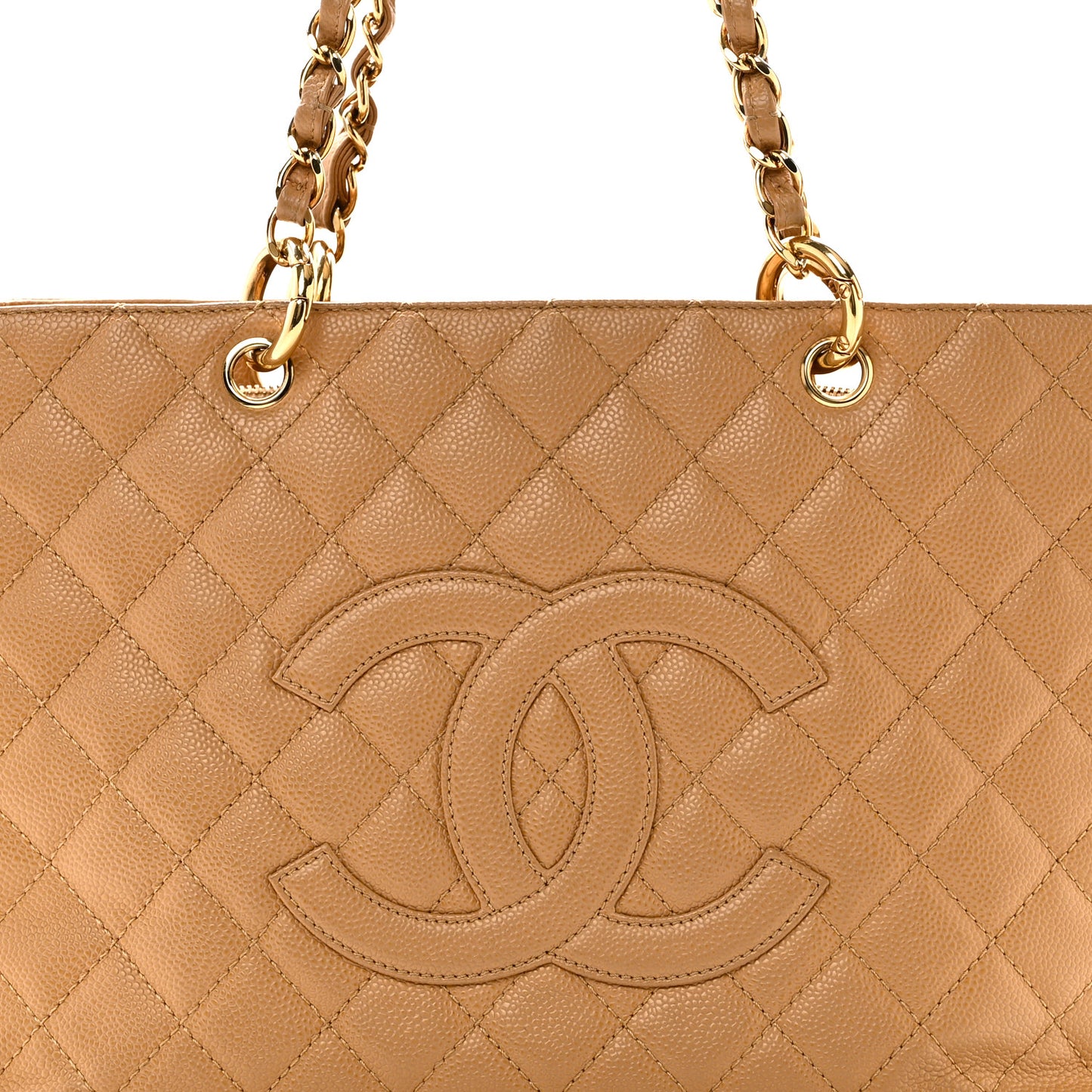 Caviar Quilted Grand Shopping Tote GST Dark Beige