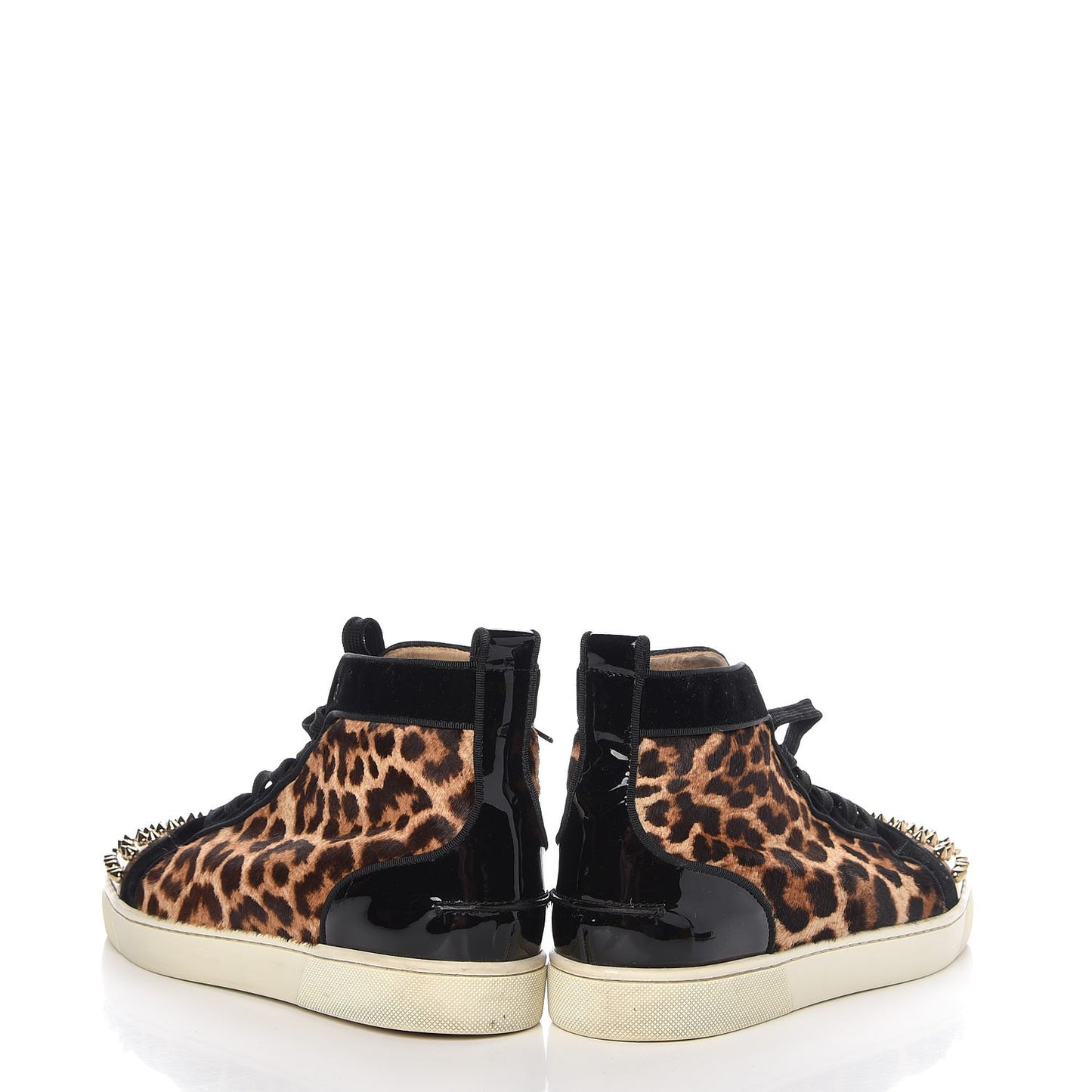 Men's Pony Hair Spikes Orlato Flat Sneakers 42.5 Leopard