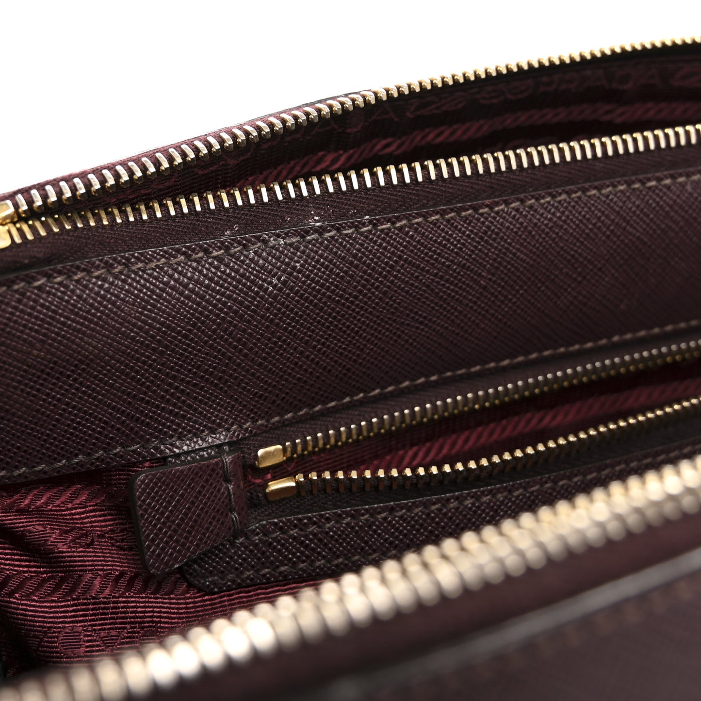 Saffiano Lux Medium Double Zip Tote Bordeaux
