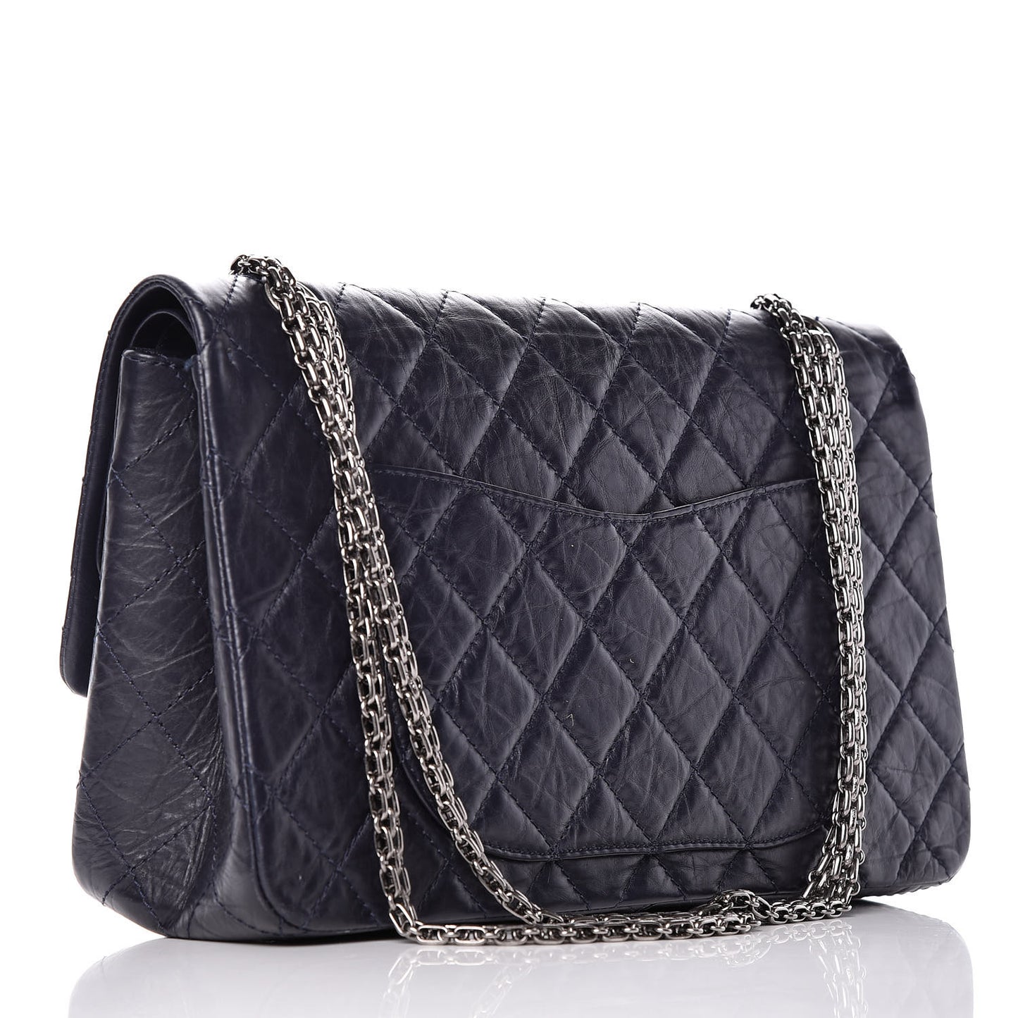 Aged Calfskin Quilted 2.55 Reissue 227 Flap Navy Blue