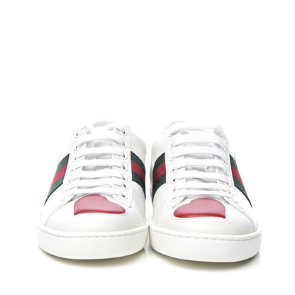 Gucci Calfskin Ayers Web Heart Embroidered Womens Ace Sneakers 34 White 2 of 9