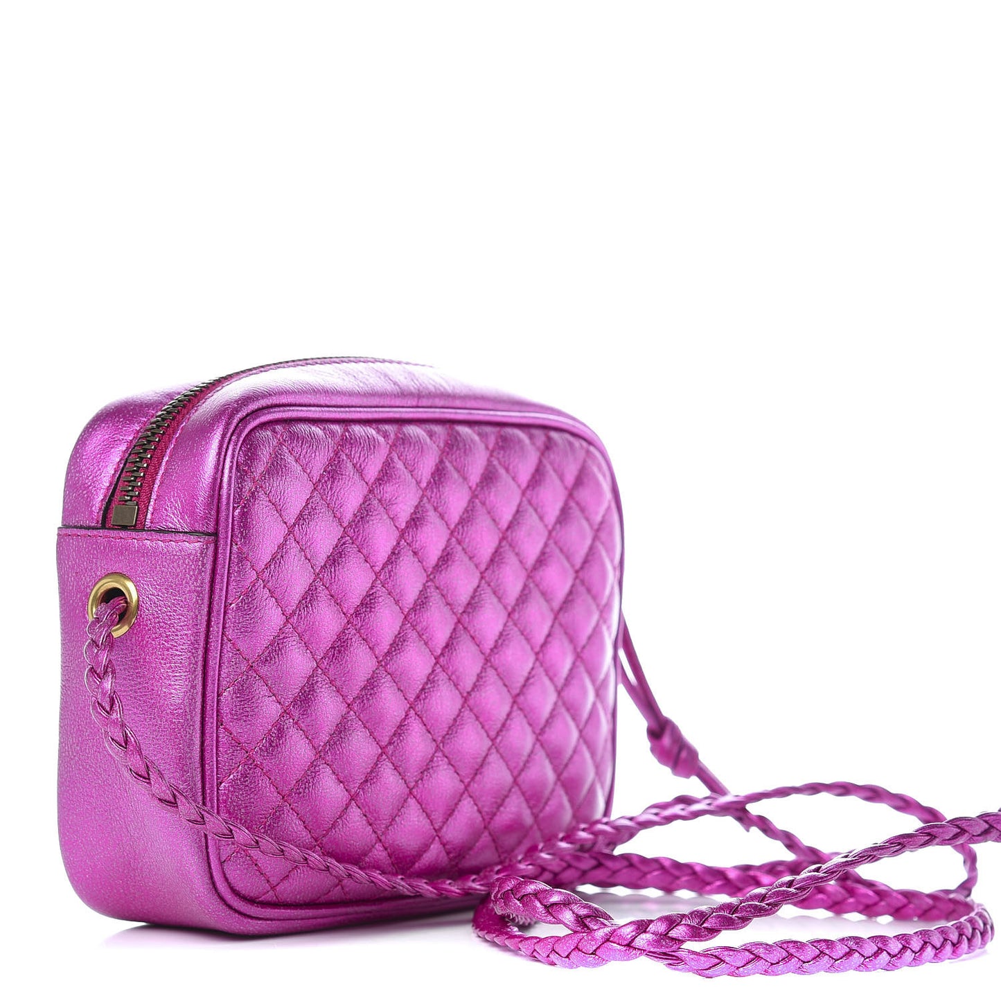 Laminated Nappa Trapuntata Mini Zumi Shoulder Bag Fuxia