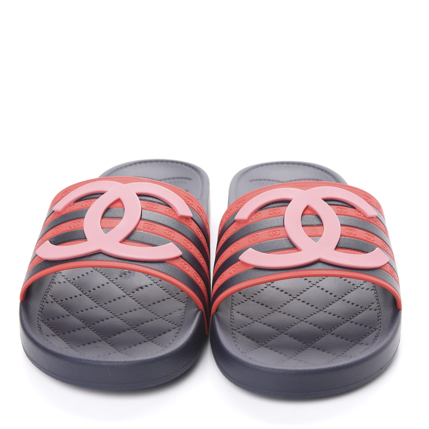 Chanel Rubber CC Flat Slide Sandals 39 Pink Red 3 of 9