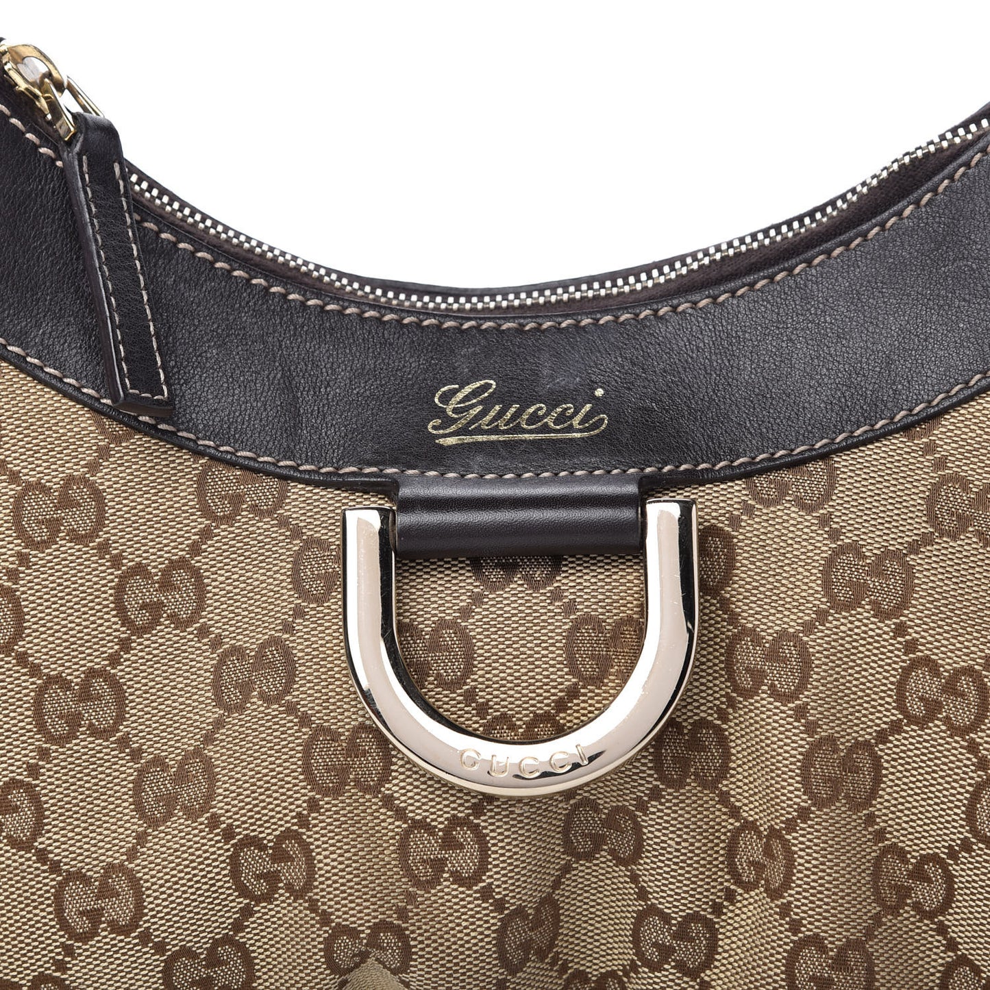 Monogram Medium D Gold Ring Hobo Dark Brown