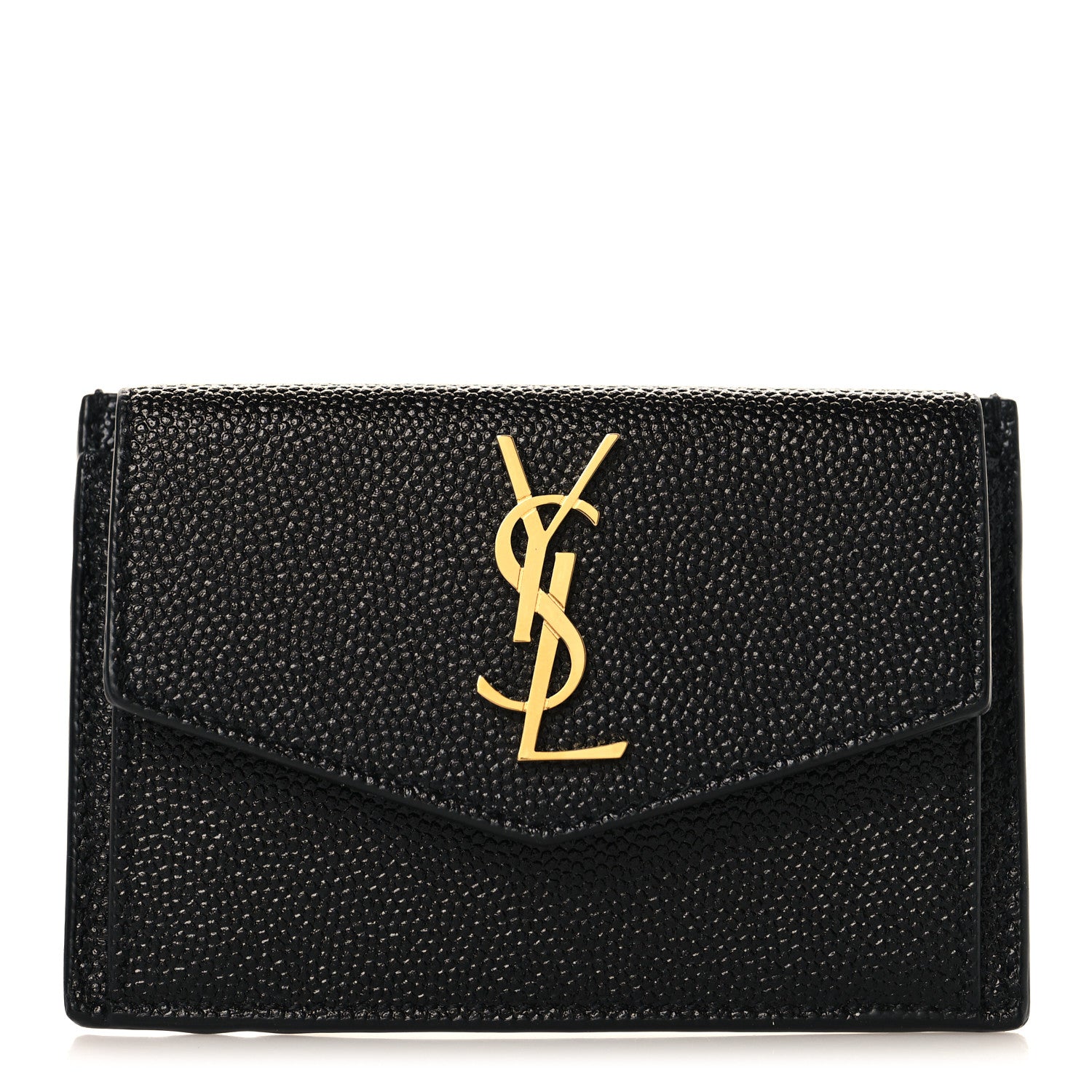 Saint Laurent Grain De Poudre Uptown Monogram Card Case Black 1 of 8