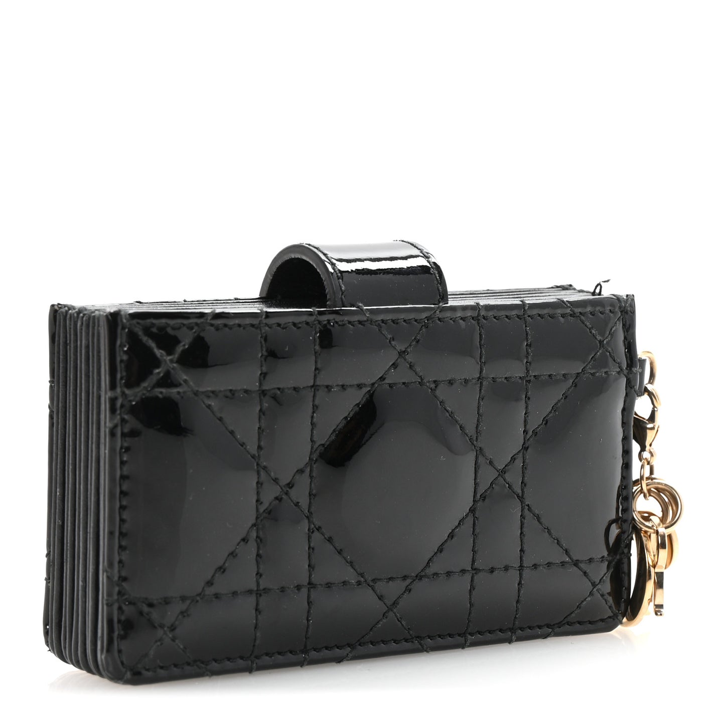 Patent Cannage Lady Dior 5-Gusset Card Holder Black