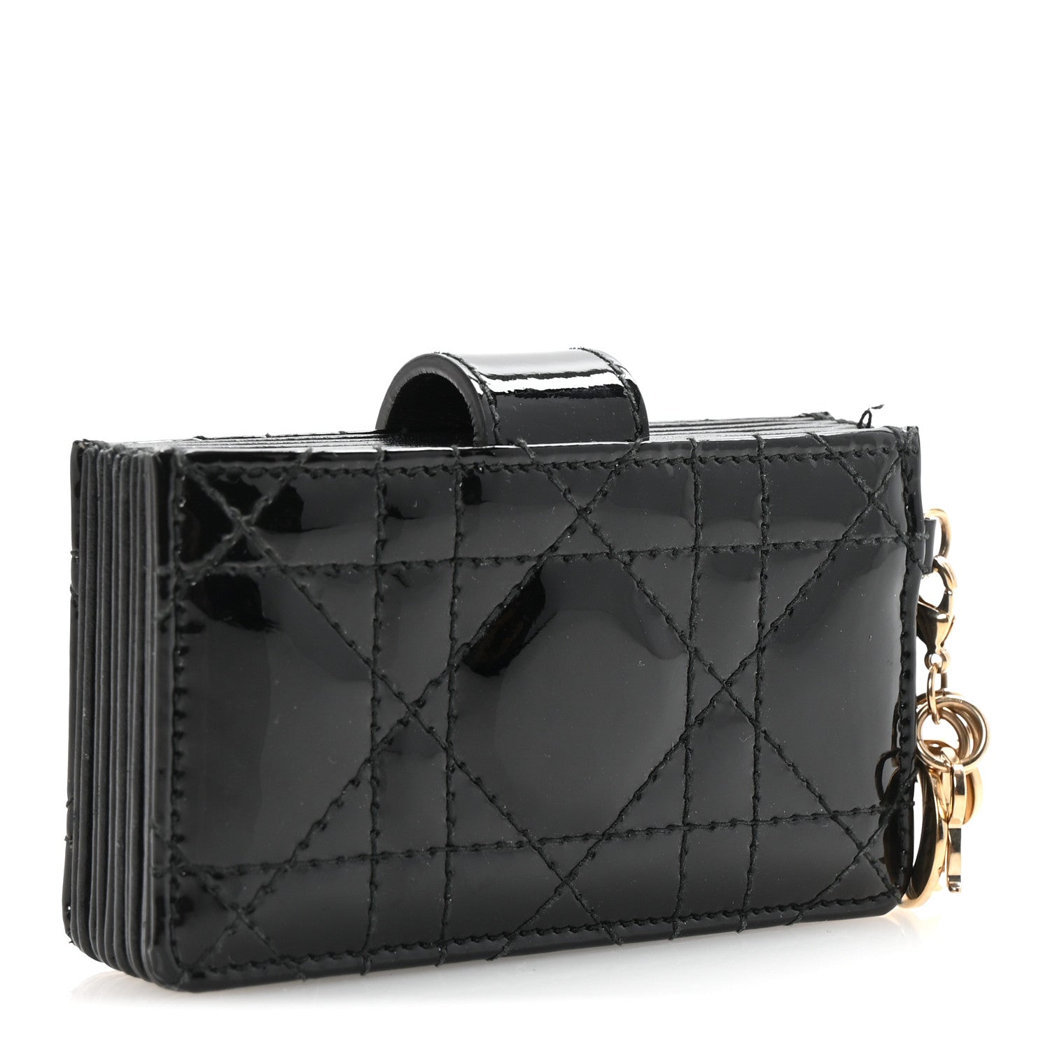 Christian Dior Patent Cannage Lady Dior 5-Gusset Card Holder Black 3 of 7