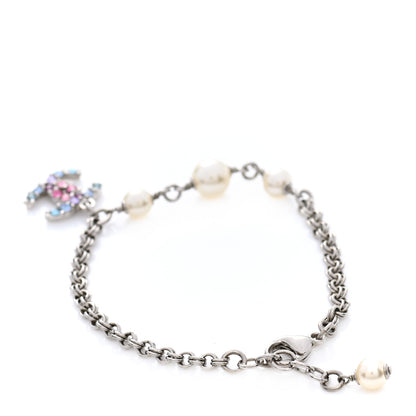 Chanel Crystal Pearl CC Bracelet Silver Mukticolor 3 of 5