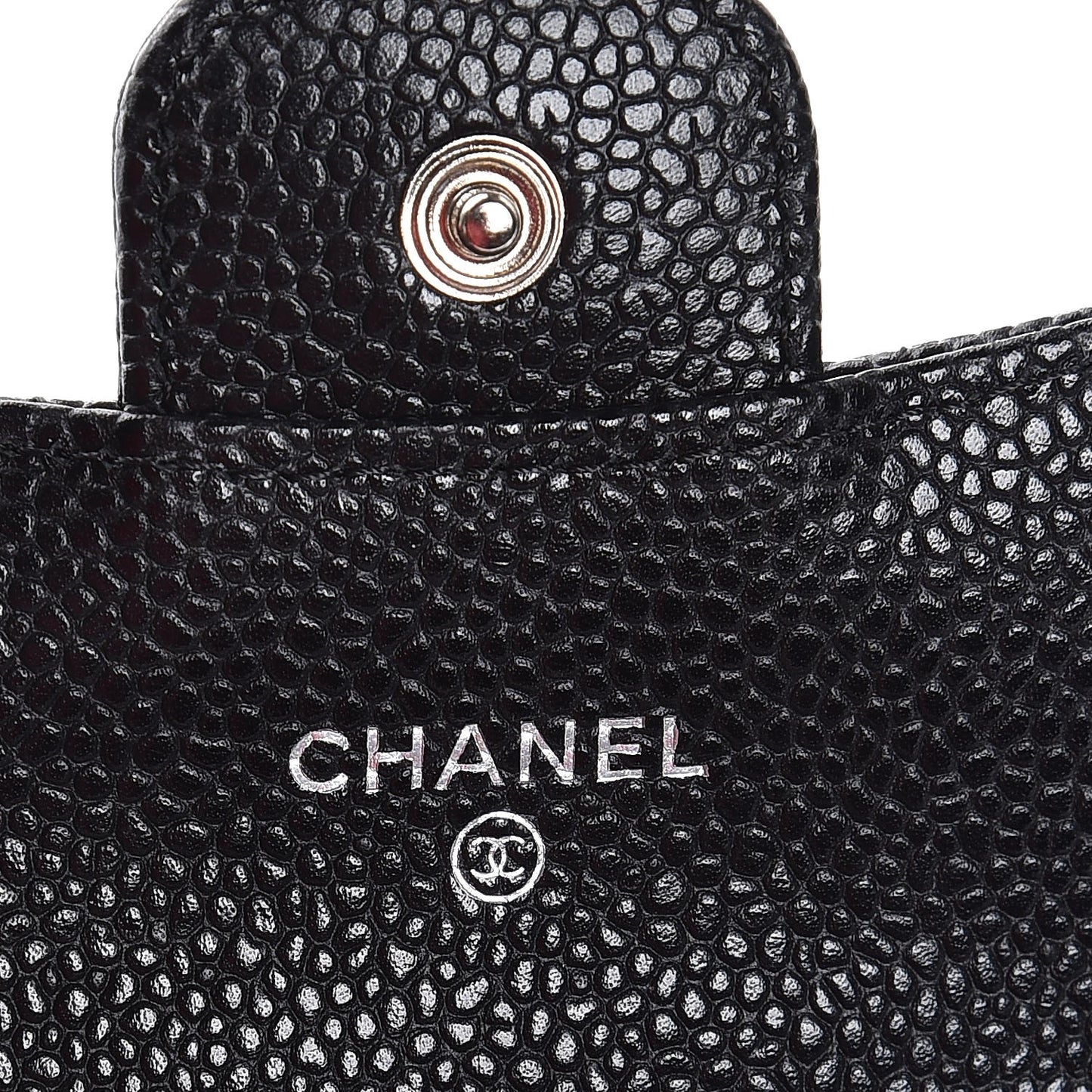 Caviar Quilted Flap Card Holder Black