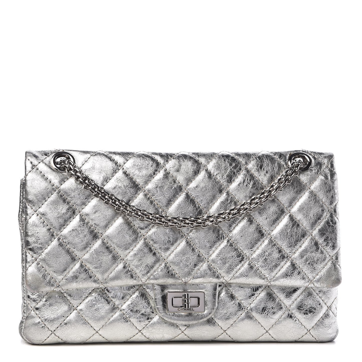 Metallic Aged Calfskin Quilted 2.55 Reissue 226 Flap Silver