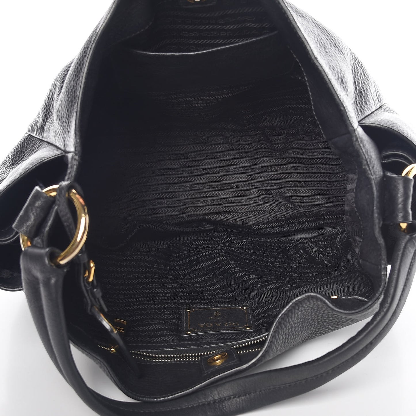 Vitello Daino Side Zip Pocket Hobo Black