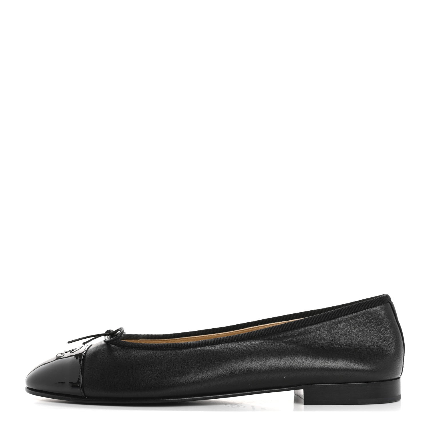 Chanel Lambskin Patent Cap Toe Ballerina Flats 41 Black 1 of 10