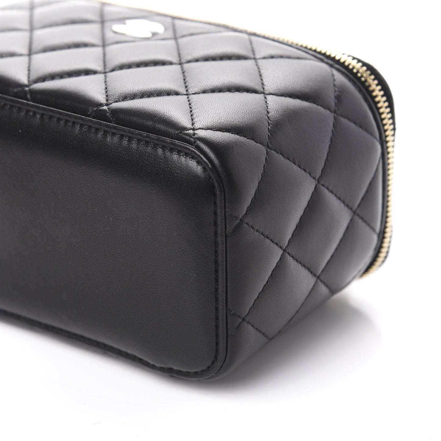Lambskin Quilted Small Vanity Case With Chain Black