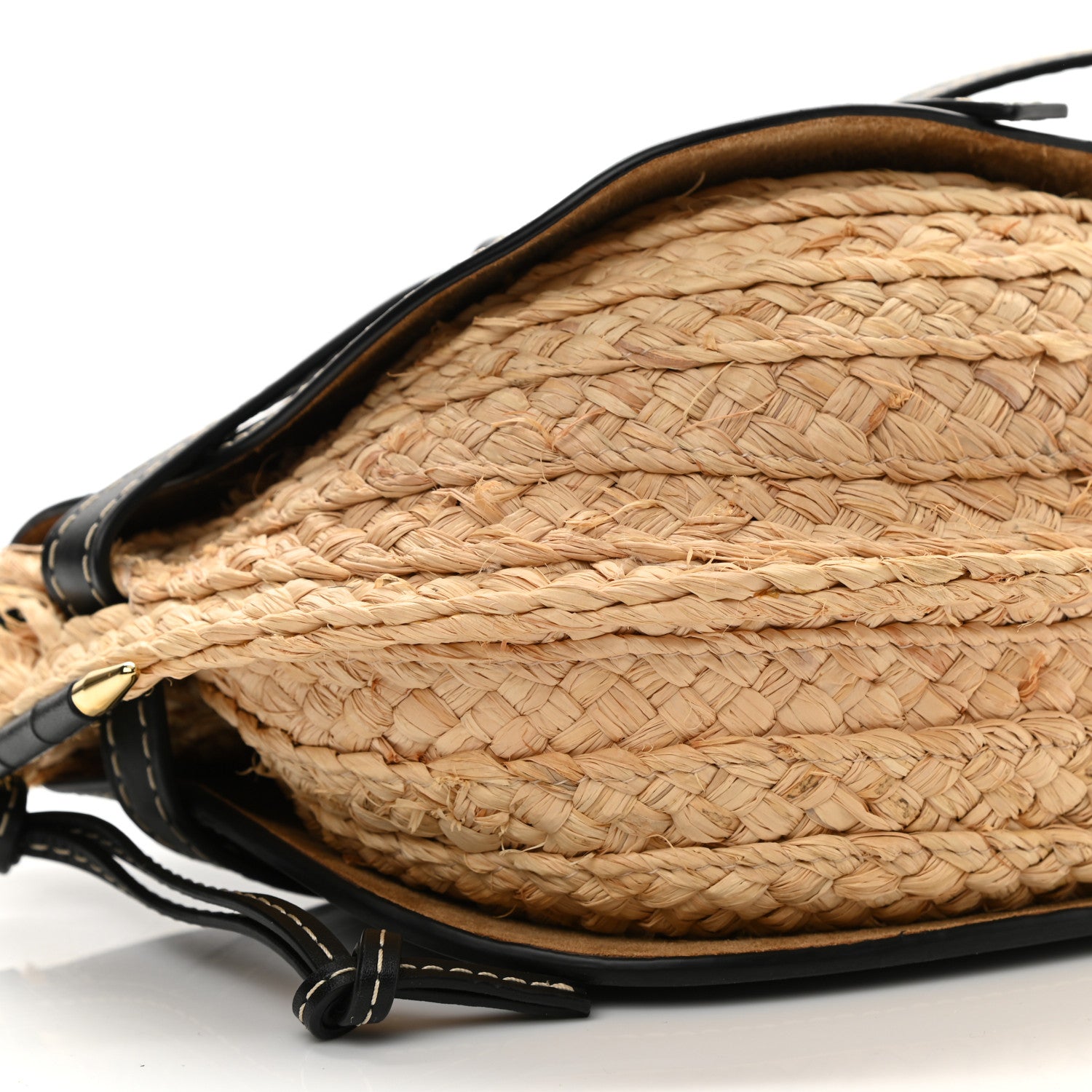 Loewe Calfskin Raffia Gate Crossbody Bag Natural Black 9 of 11