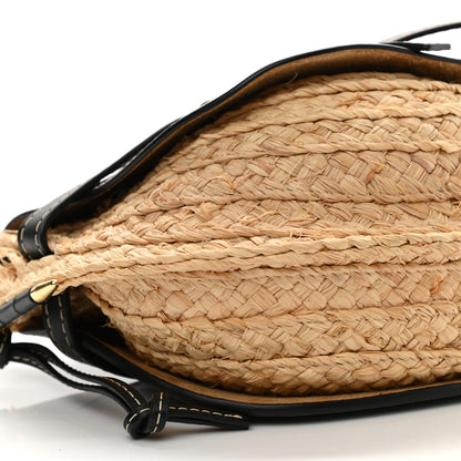 Loewe Calfskin Raffia Gate Crossbody Bag Natural Black 9 of 11