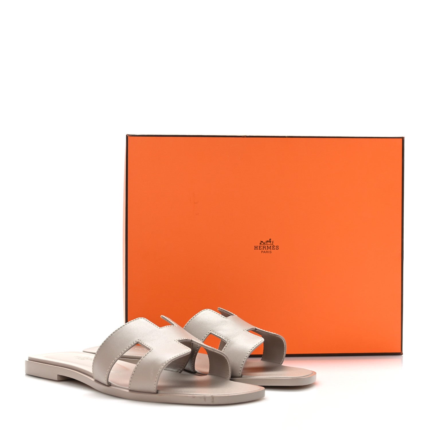 Hermes Box Calfskin Oran Sandals 37.5 Beige Mastic 9 of 9