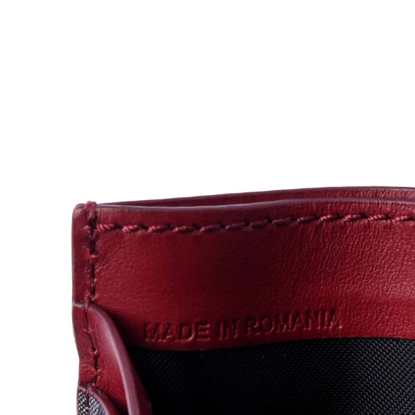 Smooth Calfskin Vintage Check Sandon Card Case Crimson
