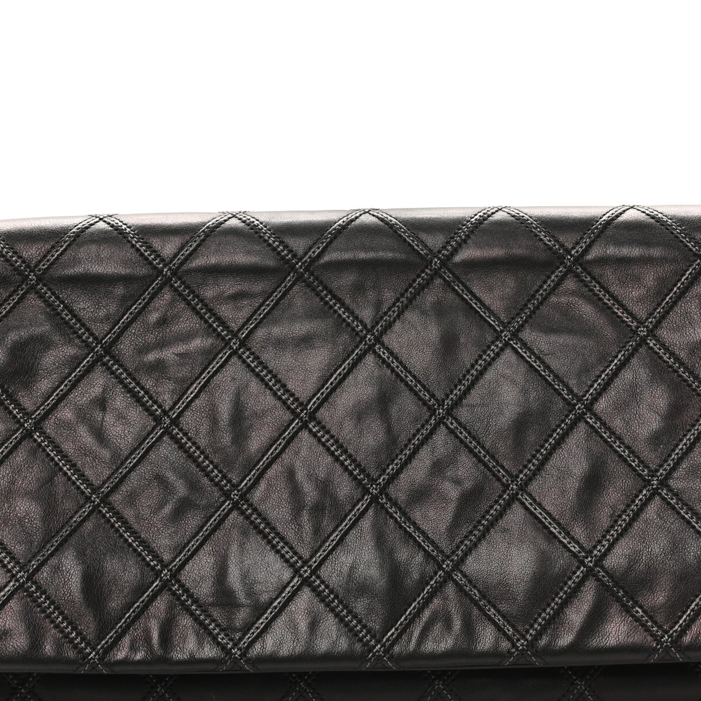 Calfskin Stitched Thin City Clutch Black