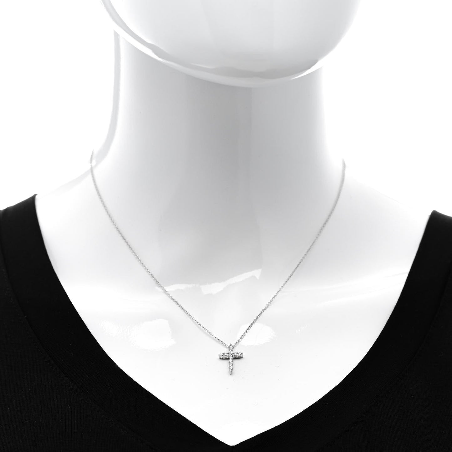Platinum Diamond Mini Cross Pendant Necklace