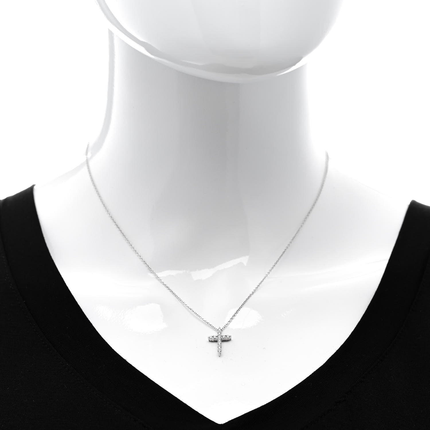 Tiffany Platinum Diamond Mini Cross Pendant Necklace 2 of 7