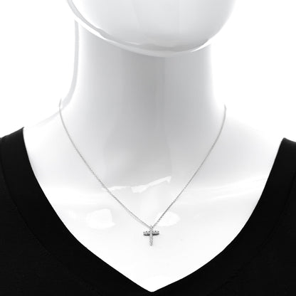Tiffany Platinum Diamond Mini Cross Pendant Necklace 2 of 7