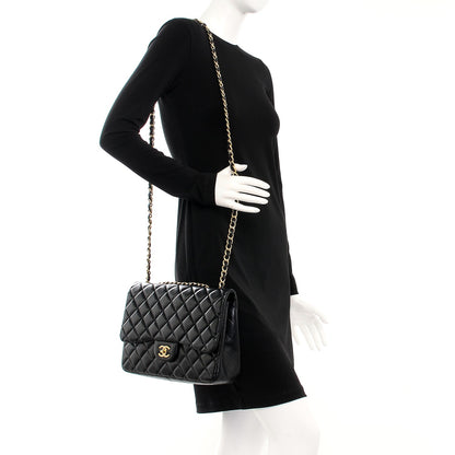 Chanel Lambskin Quilted Jumbo Single Flap Black 2 of 7