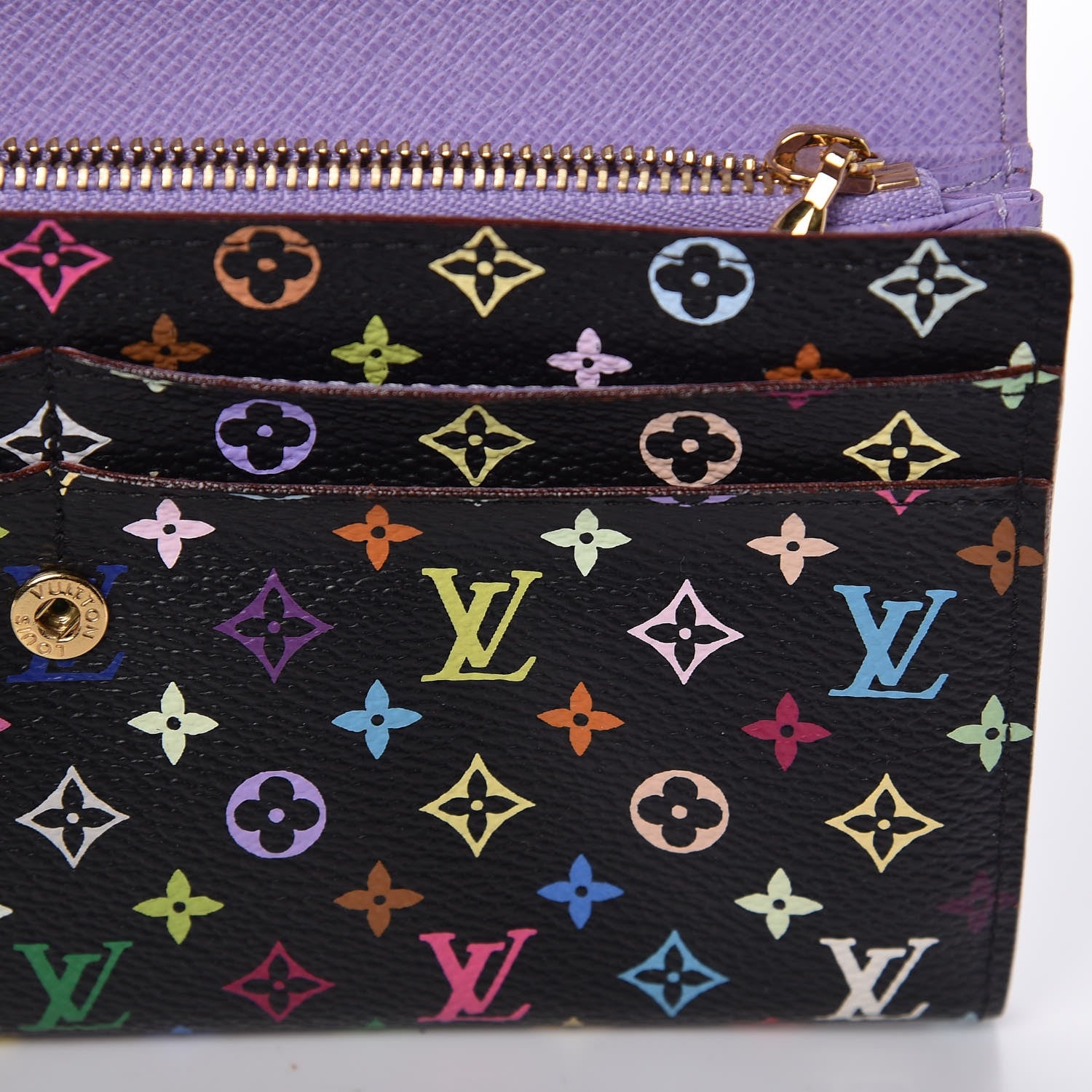 Louis Vuitton Monogram Multicolor Sarah Wallet Black Violet 9 of 9